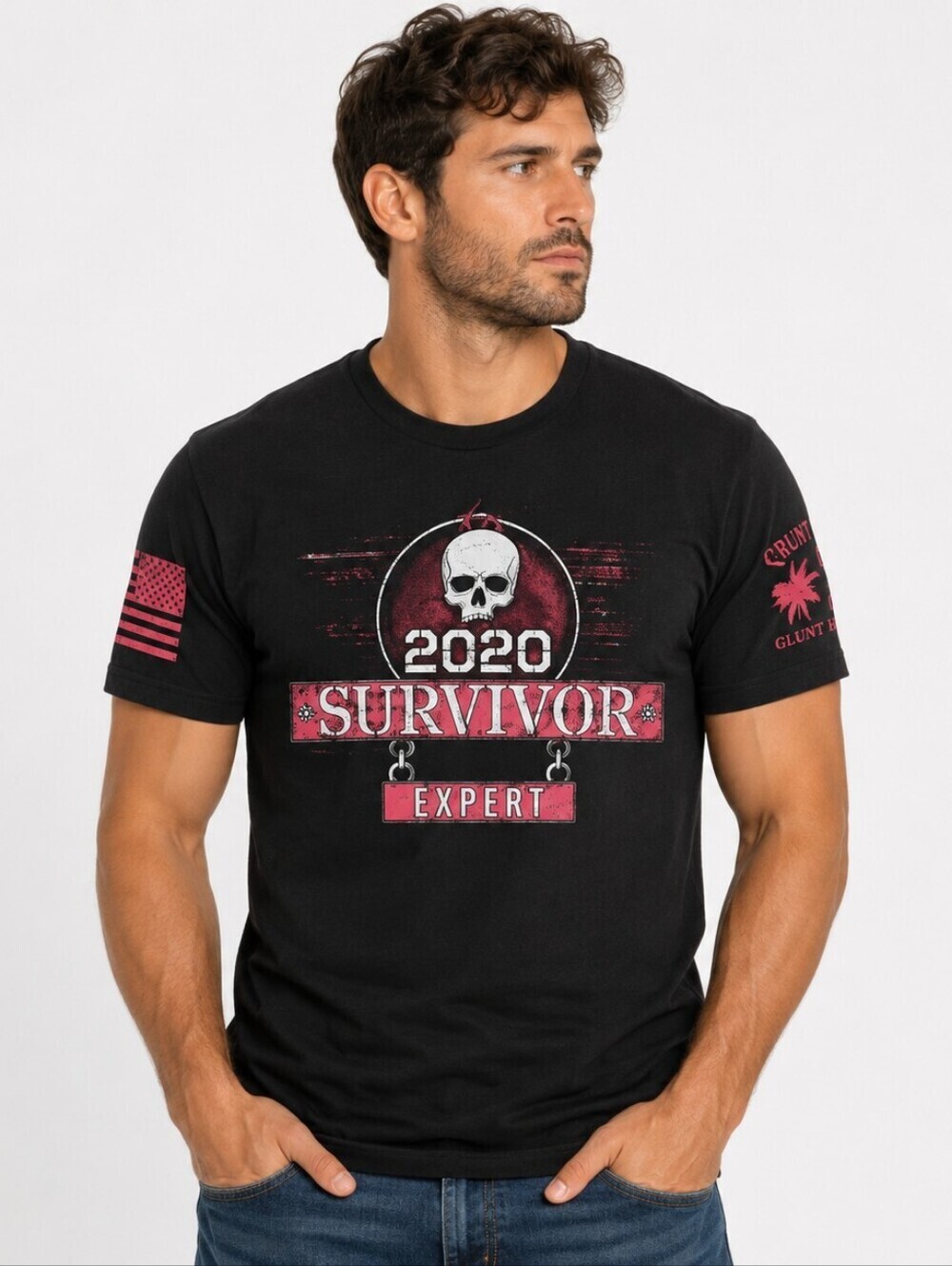 Grunt Style 2020 Survivor Expert Skull Graphic T-Shirt Men’s Large Black